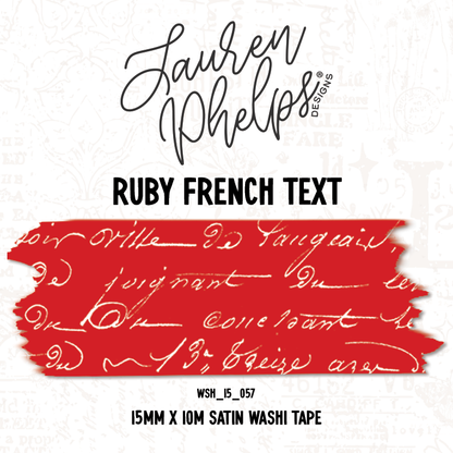 Ruby French Text 15mm washi
