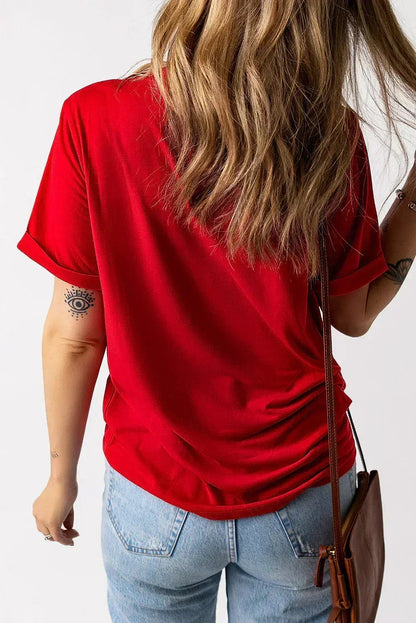 Red Star USA Print Crewneck T Shirt
