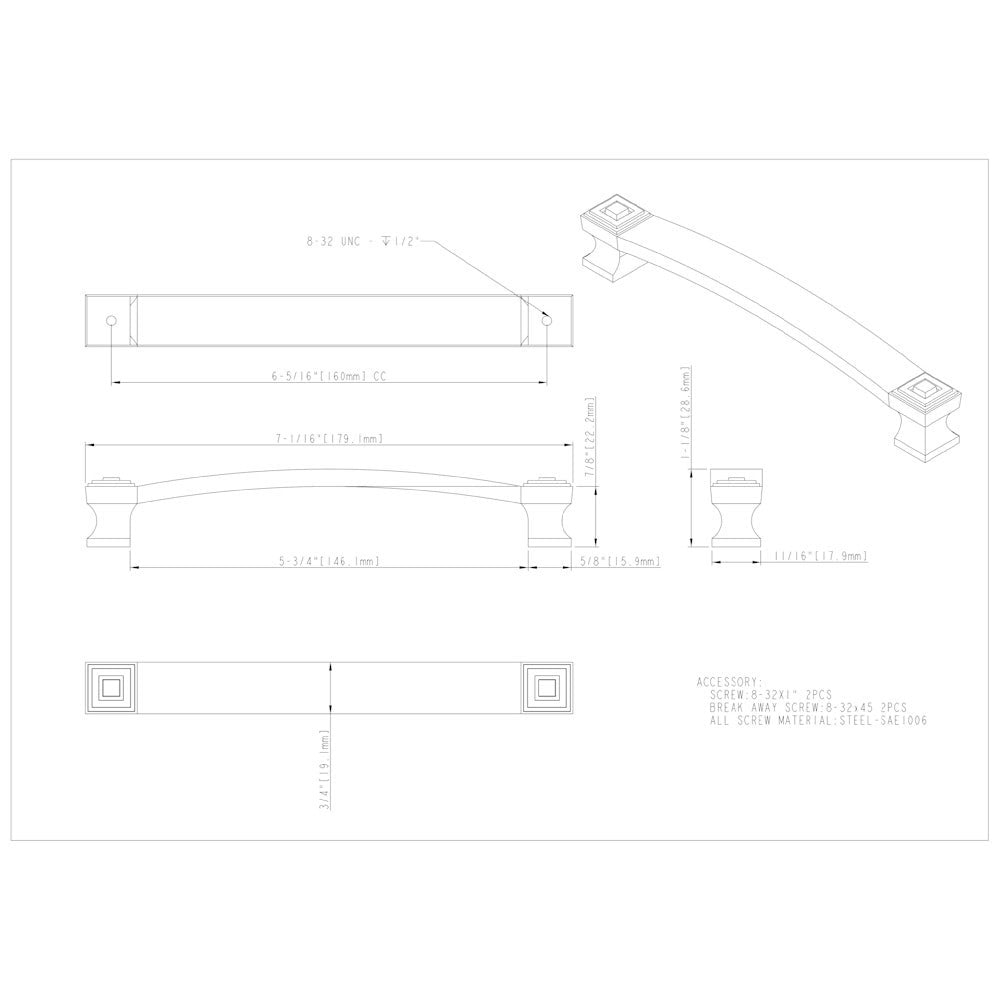 96 mm Center-to-Center Satin Nickel Square Delmar Cabinet Pull