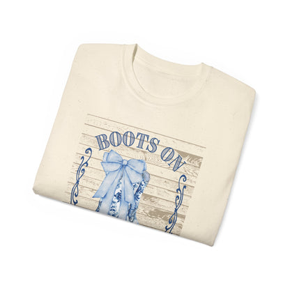 Western Song Cowboy Women's T-Shirt, Boots Graphic T-Shirt, Rural Lifestyle Top, Country Music Concert Apparel, Vintage Ranch Style Shirt