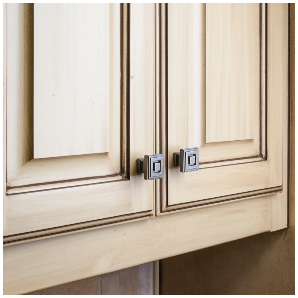 1" Overall Length Satin Nickel Square Delmar Cabinet Knob