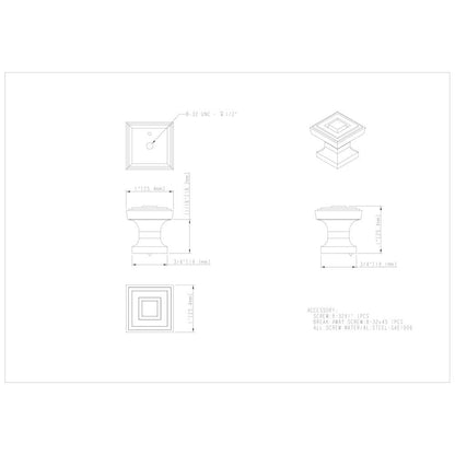 1" Overall Length Satin Nickel Square Delmar Cabinet Knob