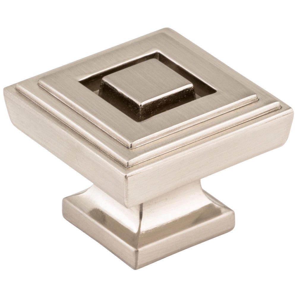 1" Overall Length Satin Nickel Square Delmar Cabinet Knob