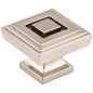 1" Overall Length Satin Nickel Square Delmar Cabinet Knob