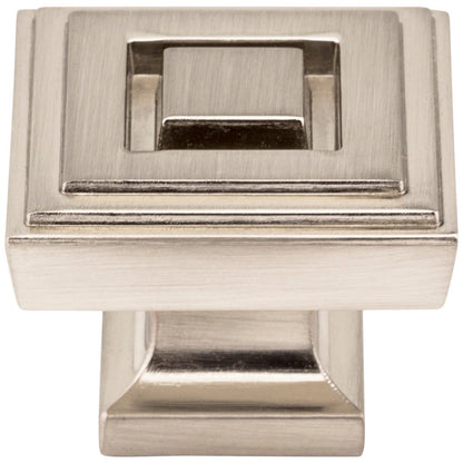 1" Overall Length Satin Nickel Square Delmar Cabinet Knob