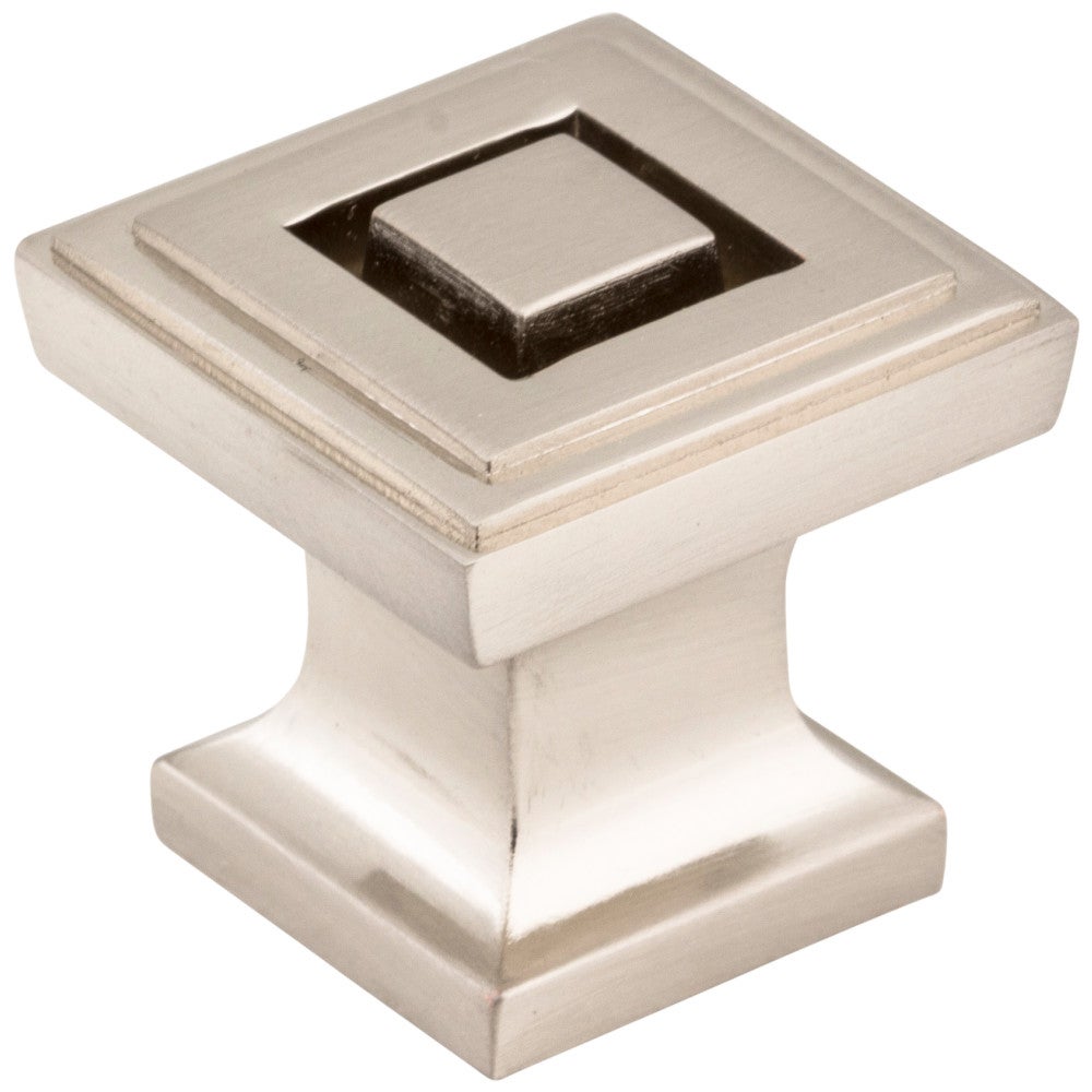 1" Overall Length Satin Nickel Square Delmar Cabinet Knob