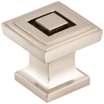 1" Overall Length Satin Nickel Square Delmar Cabinet Knob