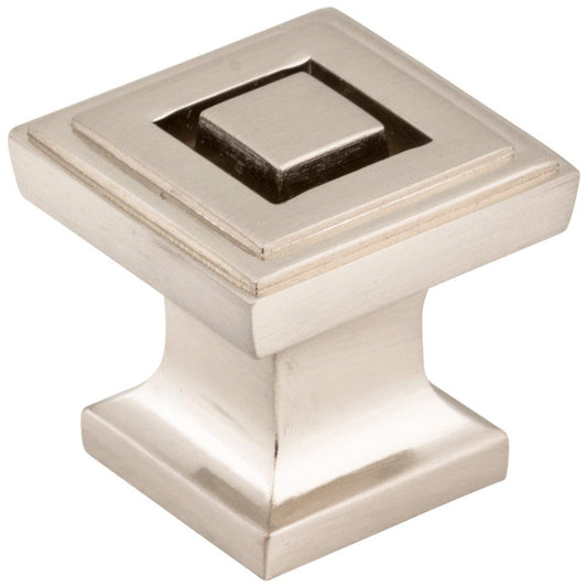 1" Overall Length Satin Nickel Square Delmar Cabinet Knob