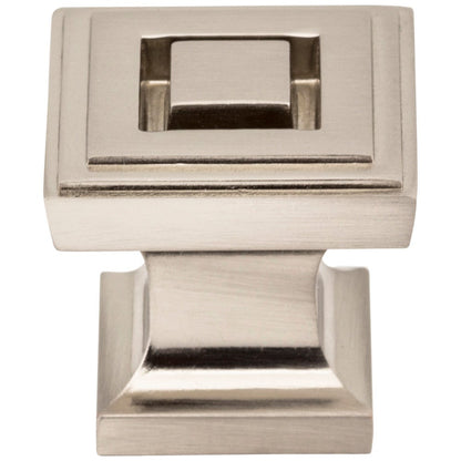 1" Overall Length Satin Nickel Square Delmar Cabinet Knob