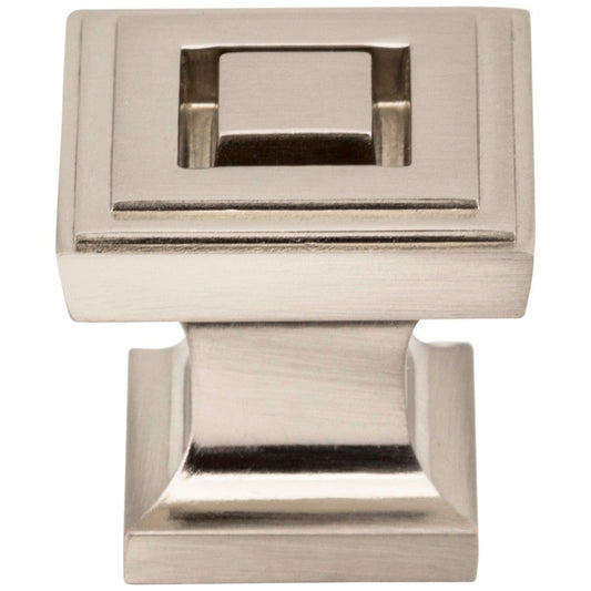 1" Overall Length Satin Nickel Square Delmar Cabinet Knob