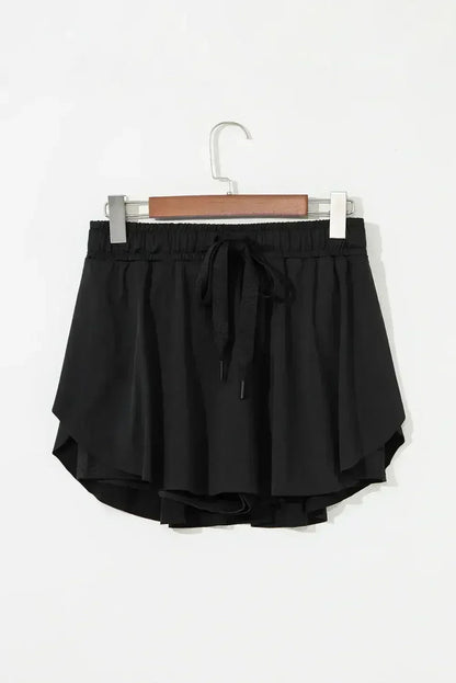 Light Green Drawstring High Waist Lined Tennis Skort