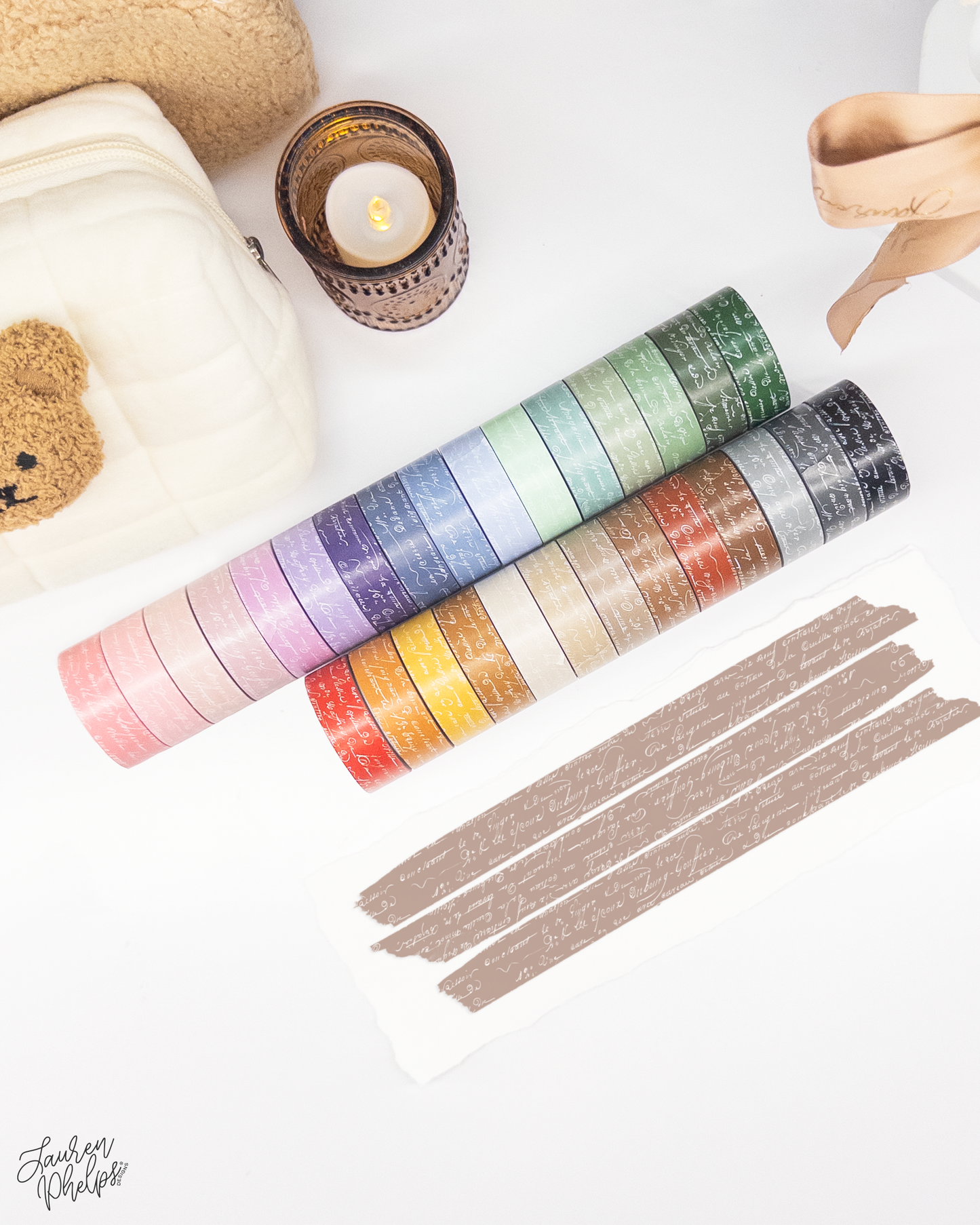 Milk Tea French Text 15mm washi