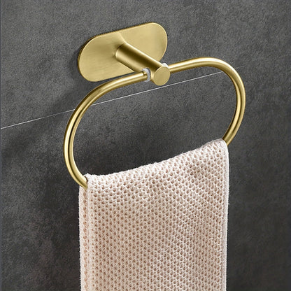 Sleek NoDrill Black Silver Towel Rack  Holder