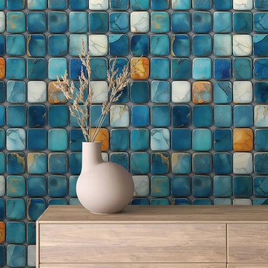 Azure & Ochre Coastline Mosaic