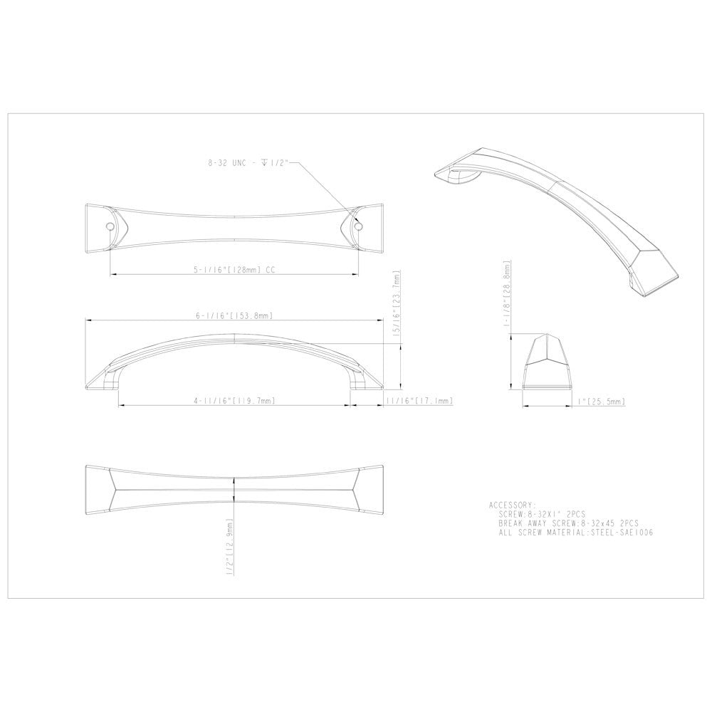 96 mm Center-to-Center Satin Nickel Pyramid Cairo Cabinet Pull