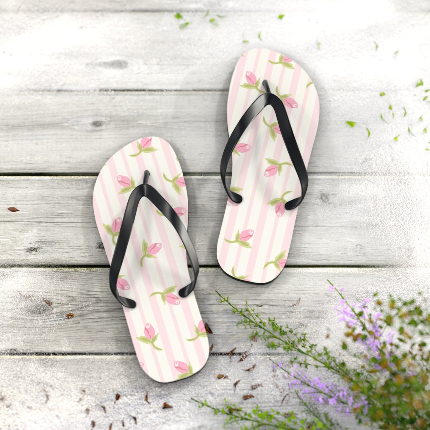 Customizable: Chic Floral Flip Flops for Summer, Trendy Beach Sandals, Perfect for Vacation, Gifts for Her