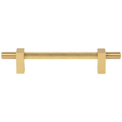 96 mm Center-to-Center Satin Nickel Larkin 3 Knurled Center Cabinet Bar Pull