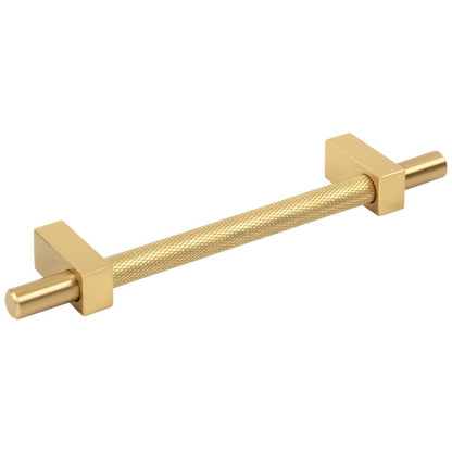96 mm Center-to-Center Satin Nickel Larkin 3 Knurled Center Cabinet Bar Pull