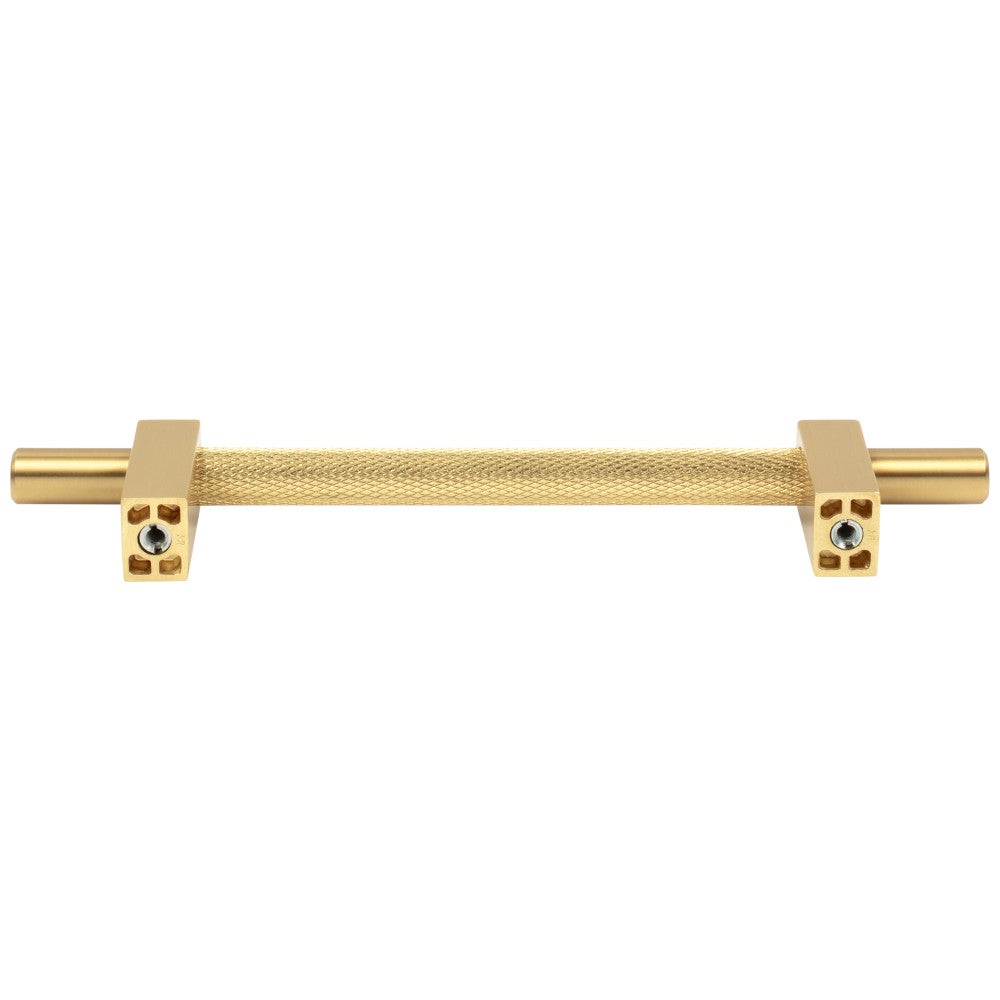 96 mm Center-to-Center Satin Nickel Larkin 3 Knurled Center Cabinet Bar Pull