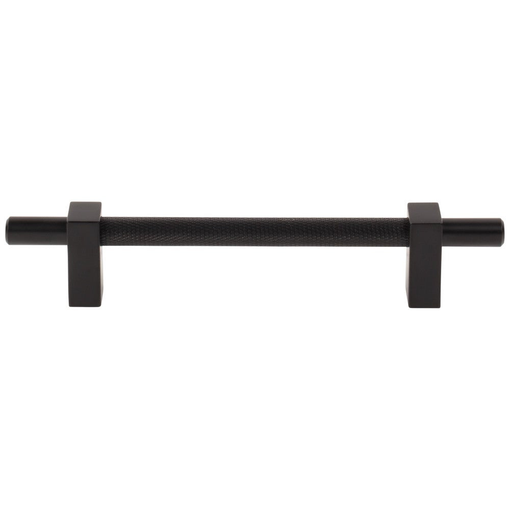 96 mm Center-to-Center Satin Nickel Larkin 3 Knurled Center Cabinet Bar Pull