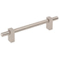 96 mm Center-to-Center Satin Nickel Larkin 3 Knurled Center Cabinet Bar Pull