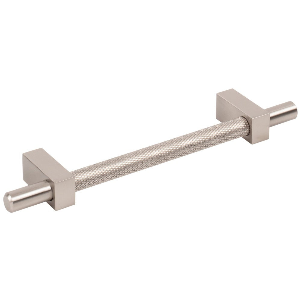 96 mm Center-to-Center Satin Nickel Larkin 3 Knurled Center Cabinet Bar Pull