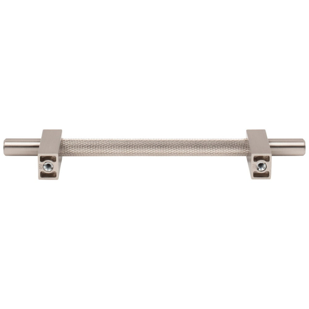 96 mm Center-to-Center Satin Nickel Larkin 3 Knurled Center Cabinet Bar Pull