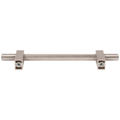 96 mm Center-to-Center Satin Nickel Larkin 3 Knurled Center Cabinet Bar Pull