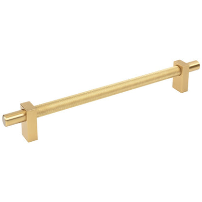 96 mm Center-to-Center Satin Nickel Larkin 3 Knurled Center Cabinet Bar Pull