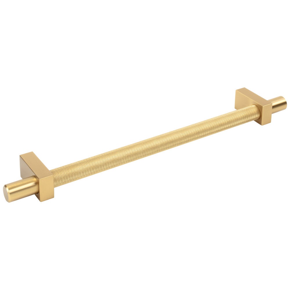 96 mm Center-to-Center Satin Nickel Larkin 3 Knurled Center Cabinet Bar Pull