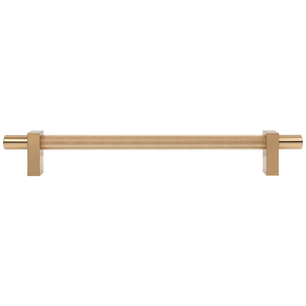 96 mm Center-to-Center Satin Nickel Larkin 3 Knurled Center Cabinet Bar Pull