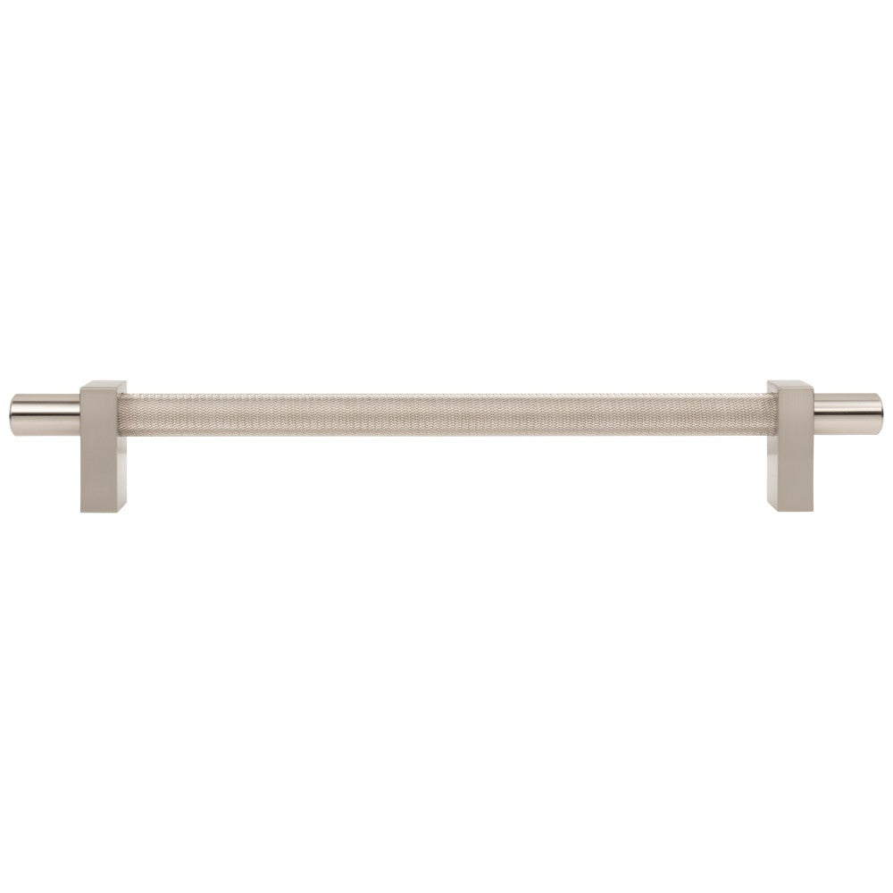 96 mm Center-to-Center Satin Nickel Larkin 3 Knurled Center Cabinet Bar Pull
