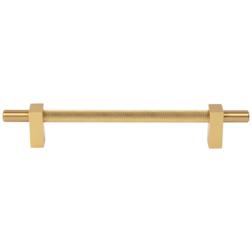 96 mm Center-to-Center Satin Nickel Larkin 3 Knurled Center Cabinet Bar Pull