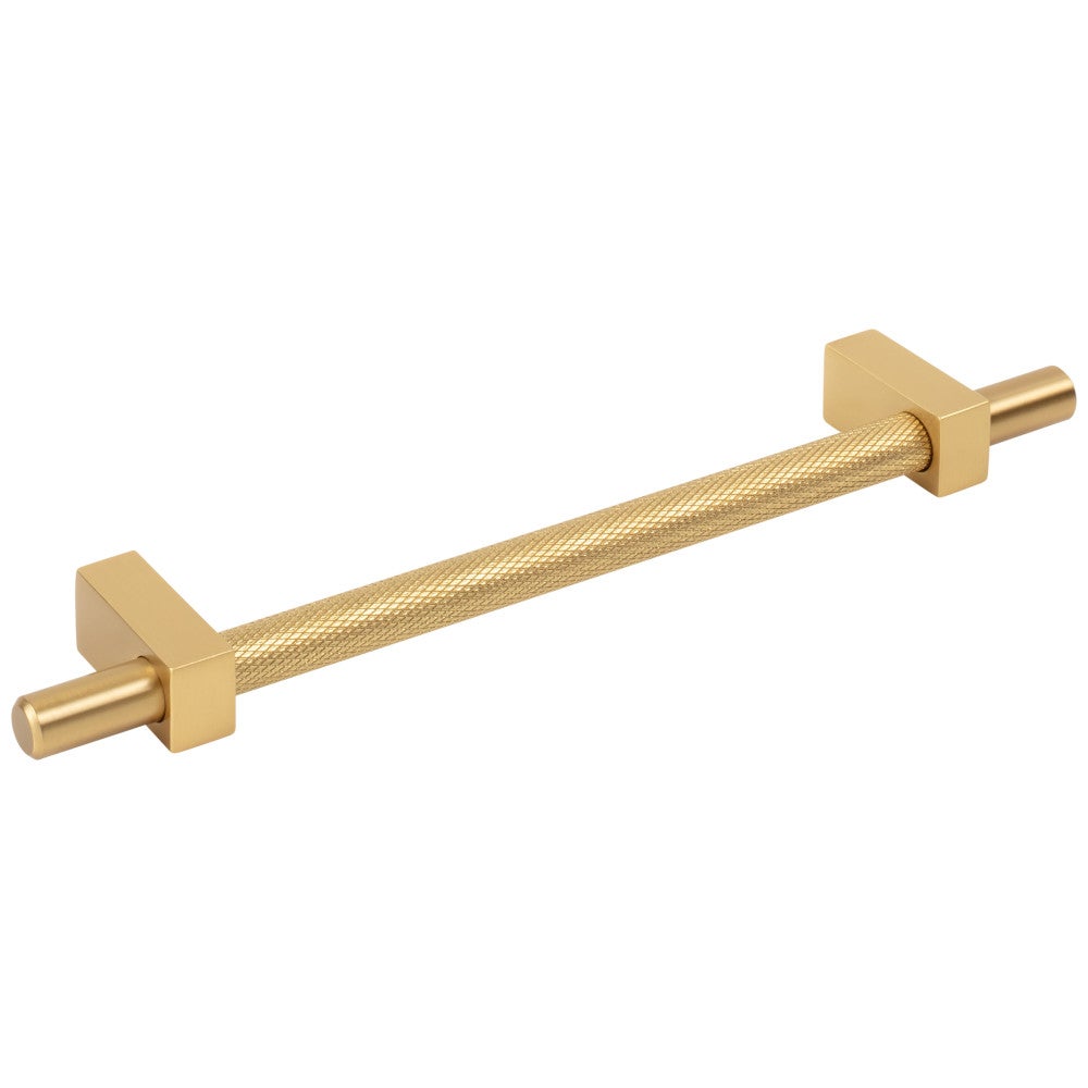 96 mm Center-to-Center Satin Nickel Larkin 3 Knurled Center Cabinet Bar Pull