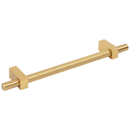 96 mm Center-to-Center Satin Nickel Larkin 3 Knurled Center Cabinet Bar Pull