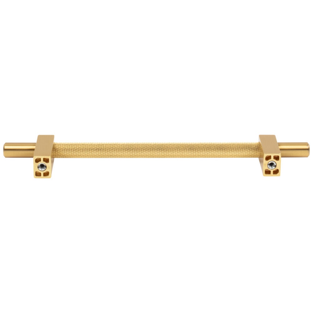 96 mm Center-to-Center Satin Nickel Larkin 3 Knurled Center Cabinet Bar Pull