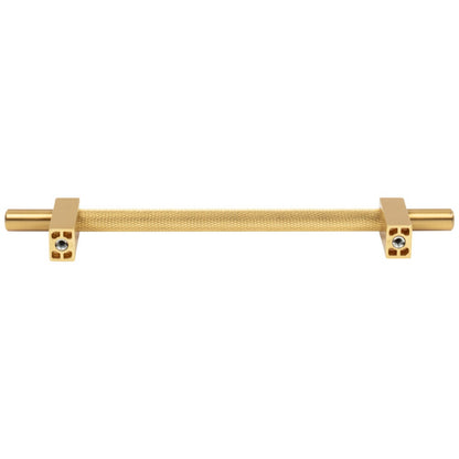 96 mm Center-to-Center Satin Nickel Larkin 3 Knurled Center Cabinet Bar Pull