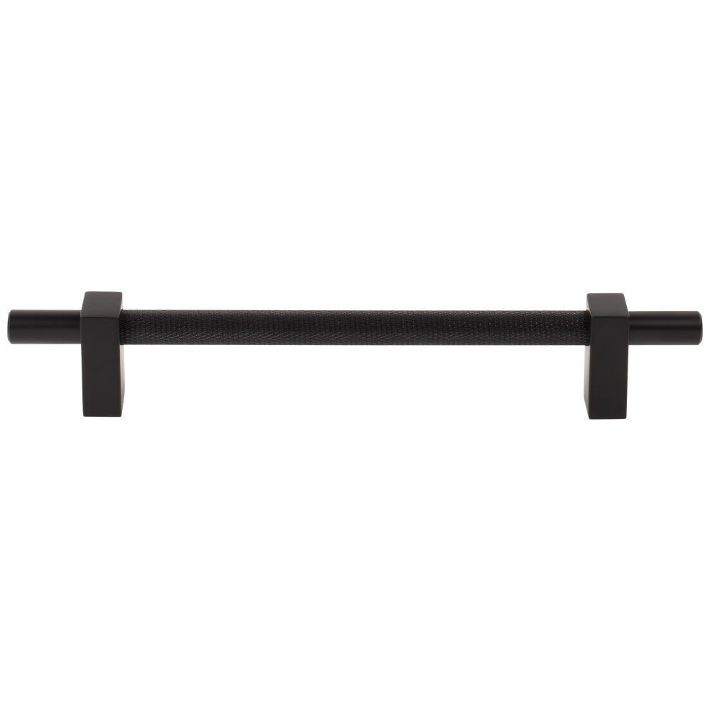 96 mm Center-to-Center Satin Nickel Larkin 3 Knurled Center Cabinet Bar Pull