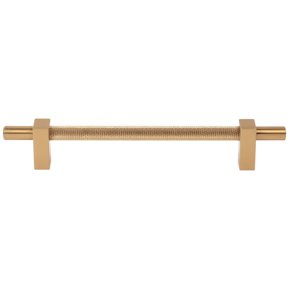 96 mm Center-to-Center Satin Nickel Larkin 3 Knurled Center Cabinet Bar Pull