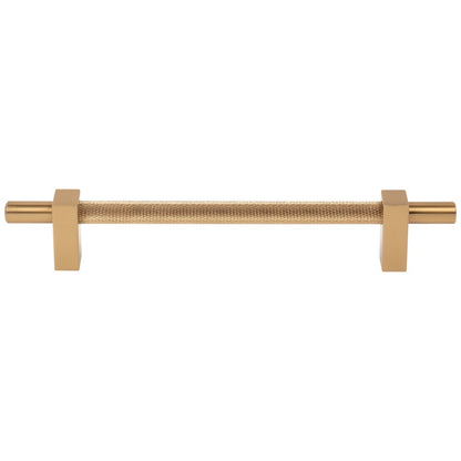 96 mm Center-to-Center Satin Nickel Larkin 3 Knurled Center Cabinet Bar Pull
