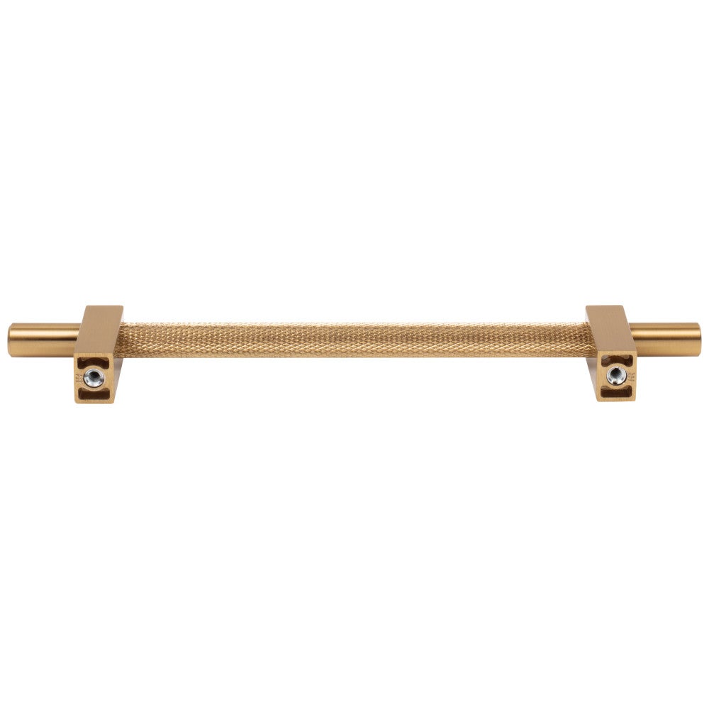96 mm Center-to-Center Satin Nickel Larkin 3 Knurled Center Cabinet Bar Pull