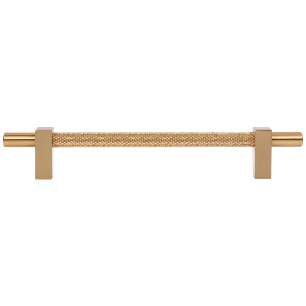 96 mm Center-to-Center Satin Nickel Larkin 3 Knurled Center Cabinet Bar Pull