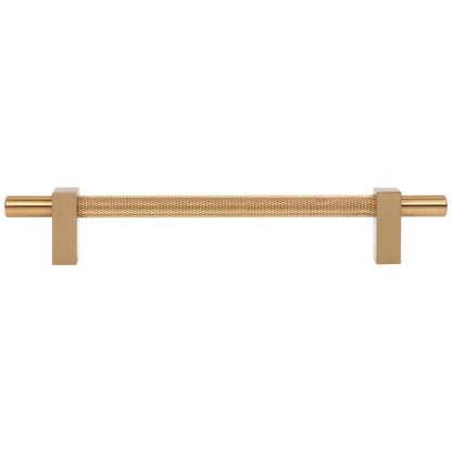 96 mm Center-to-Center Satin Nickel Larkin 3 Knurled Center Cabinet Bar Pull