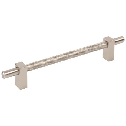 96 mm Center-to-Center Satin Nickel Larkin 3 Knurled Center Cabinet Bar Pull