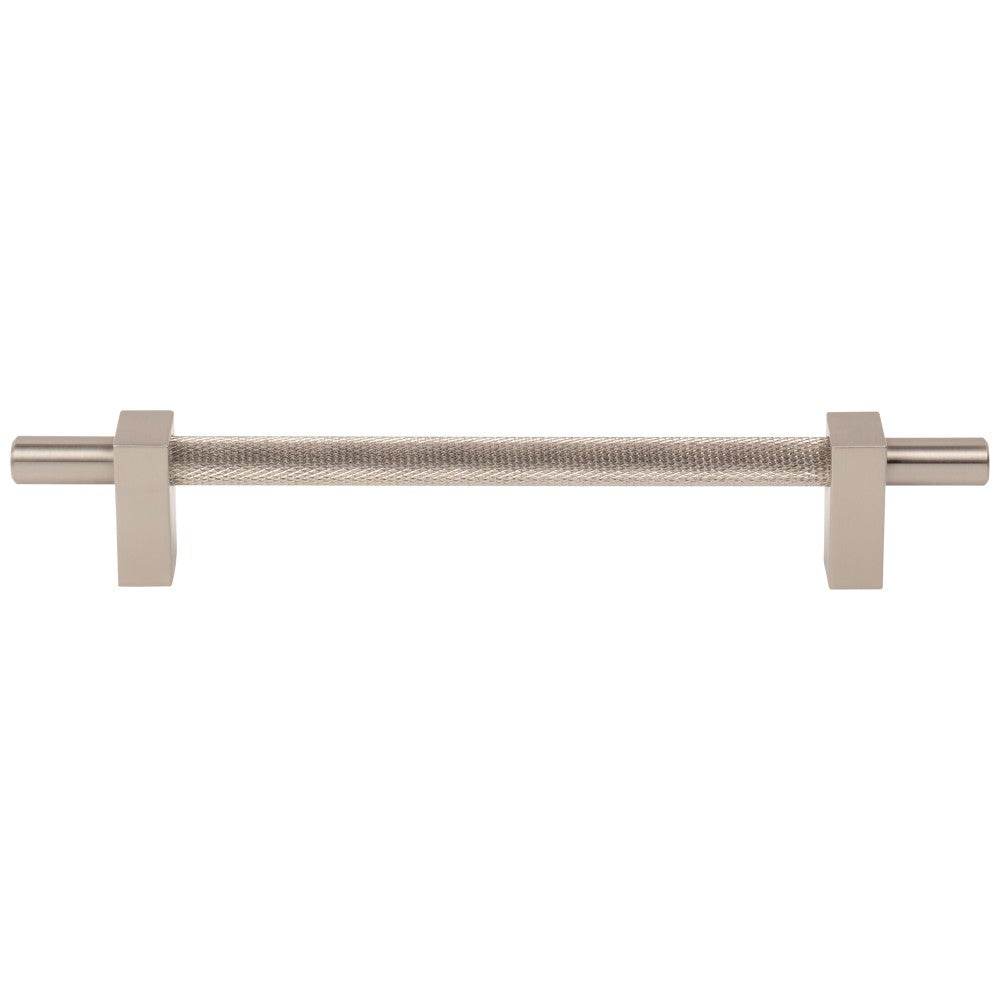 96 mm Center-to-Center Satin Nickel Larkin 3 Knurled Center Cabinet Bar Pull