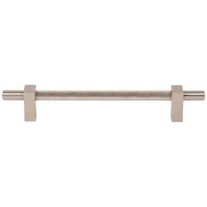 96 mm Center-to-Center Satin Nickel Larkin 3 Knurled Center Cabinet Bar Pull
