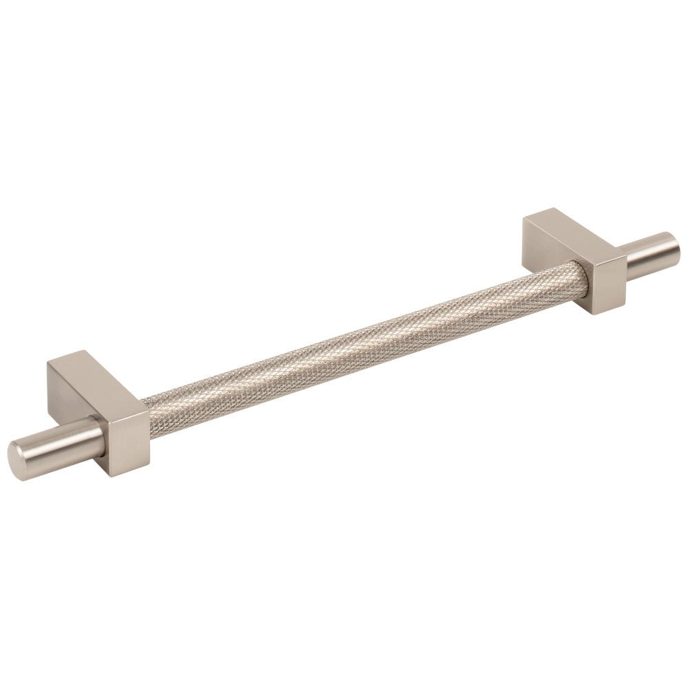 96 mm Center-to-Center Satin Nickel Larkin 3 Knurled Center Cabinet Bar Pull