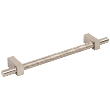 96 mm Center-to-Center Satin Nickel Larkin 3 Knurled Center Cabinet Bar Pull