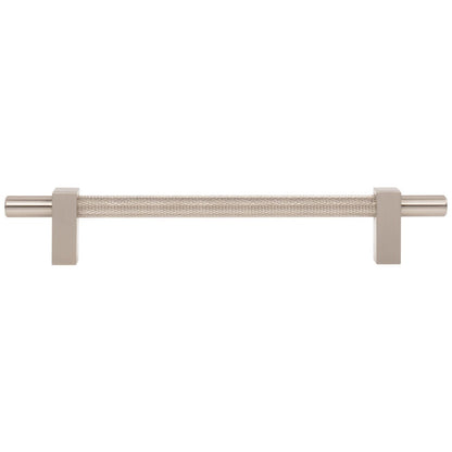 96 mm Center-to-Center Satin Nickel Larkin 3 Knurled Center Cabinet Bar Pull