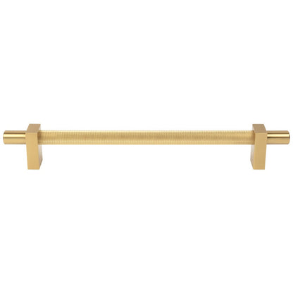 96 mm Center-to-Center Satin Nickel Larkin 3 Knurled Center Cabinet Bar Pull